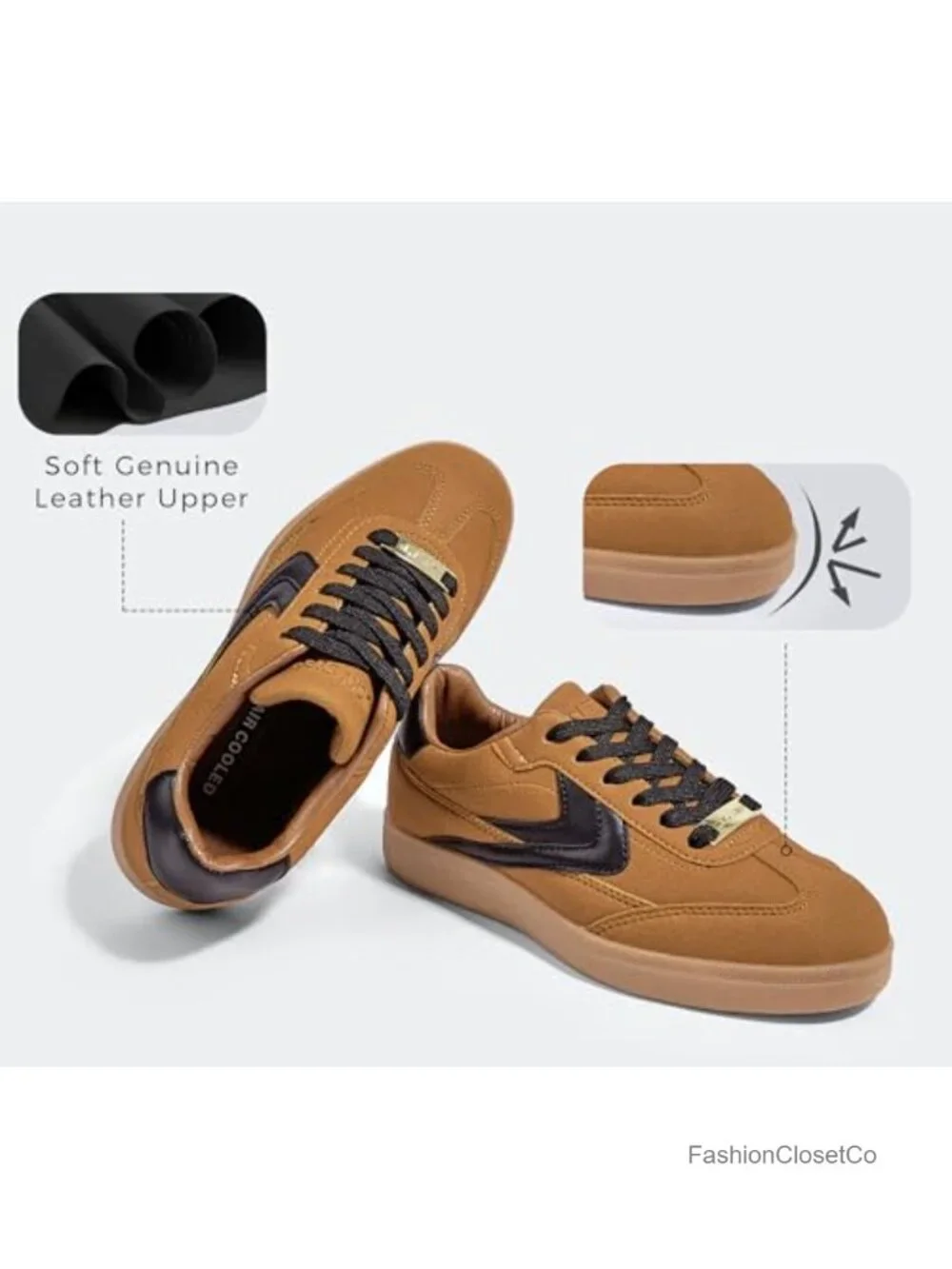 Retro Fashion Sneakers with Anti-Slip Gum Sole - PU Upper & Faux Nubuck